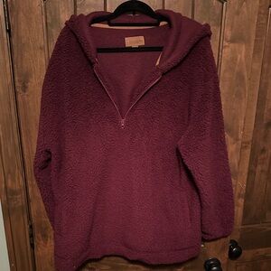 UGG Women's Burgundy Teddy Half-Zip Jacket